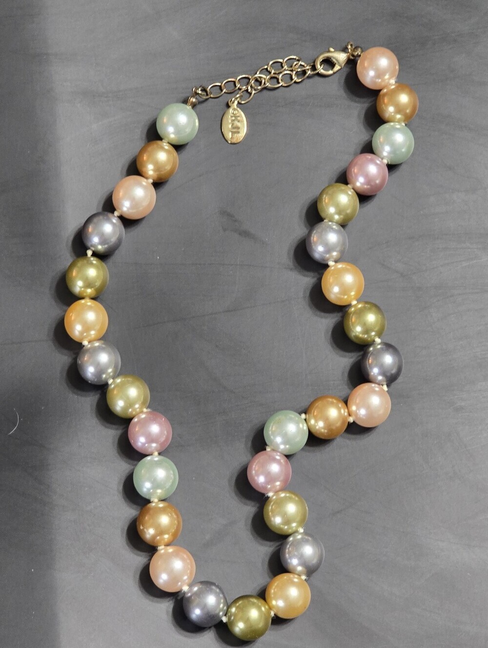 KJL Multicolor Pastel Faux Glass Pearl Necklace